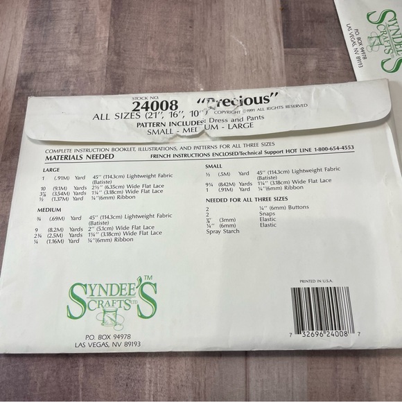 Syndee's Crafts - Clothes Patterns Uncut Victoria Gabby Ann Precious Doll Dress - Picture 3 of 10